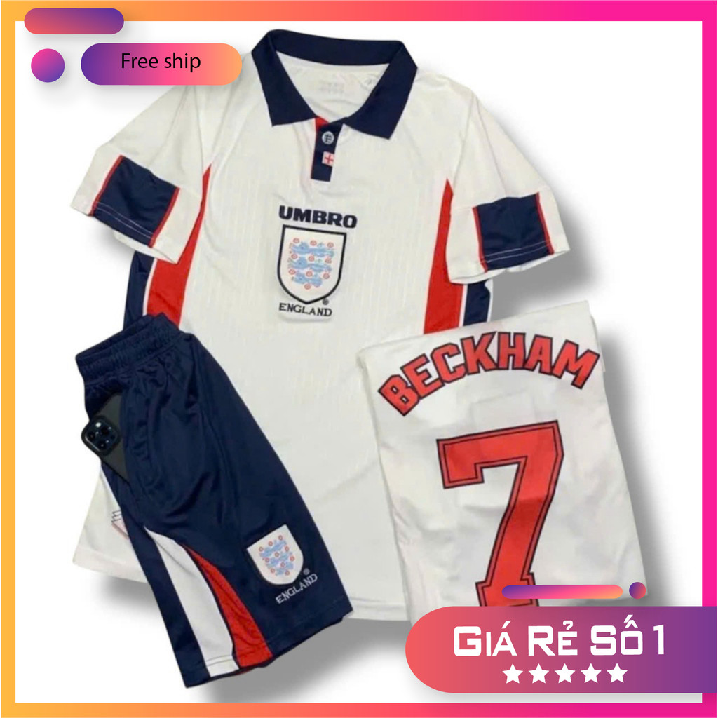 (FREE SHIP) Bộ Quần Áo Bóng Đá Đội Tuyển Anh 1998 Tay Ngắn Phong Cách Retro - Quần Có Túi - Vải Polyester Thái