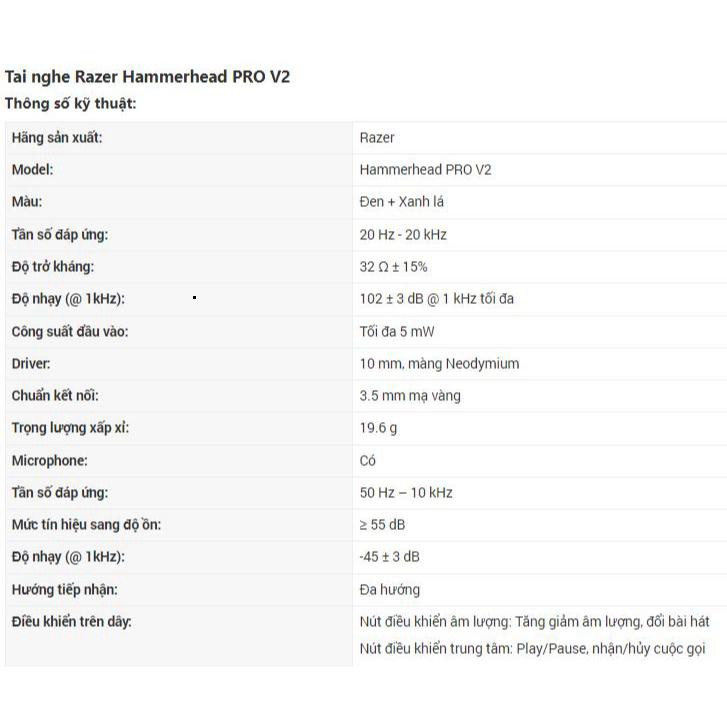 [ NEW BOX ] Tai Nghe Razer Hammerhead Pro V2 New Seal 100% FullBox  Có Dây Bass Mạnh Không Delay Chơi Game Mượt BH 2 Năm
