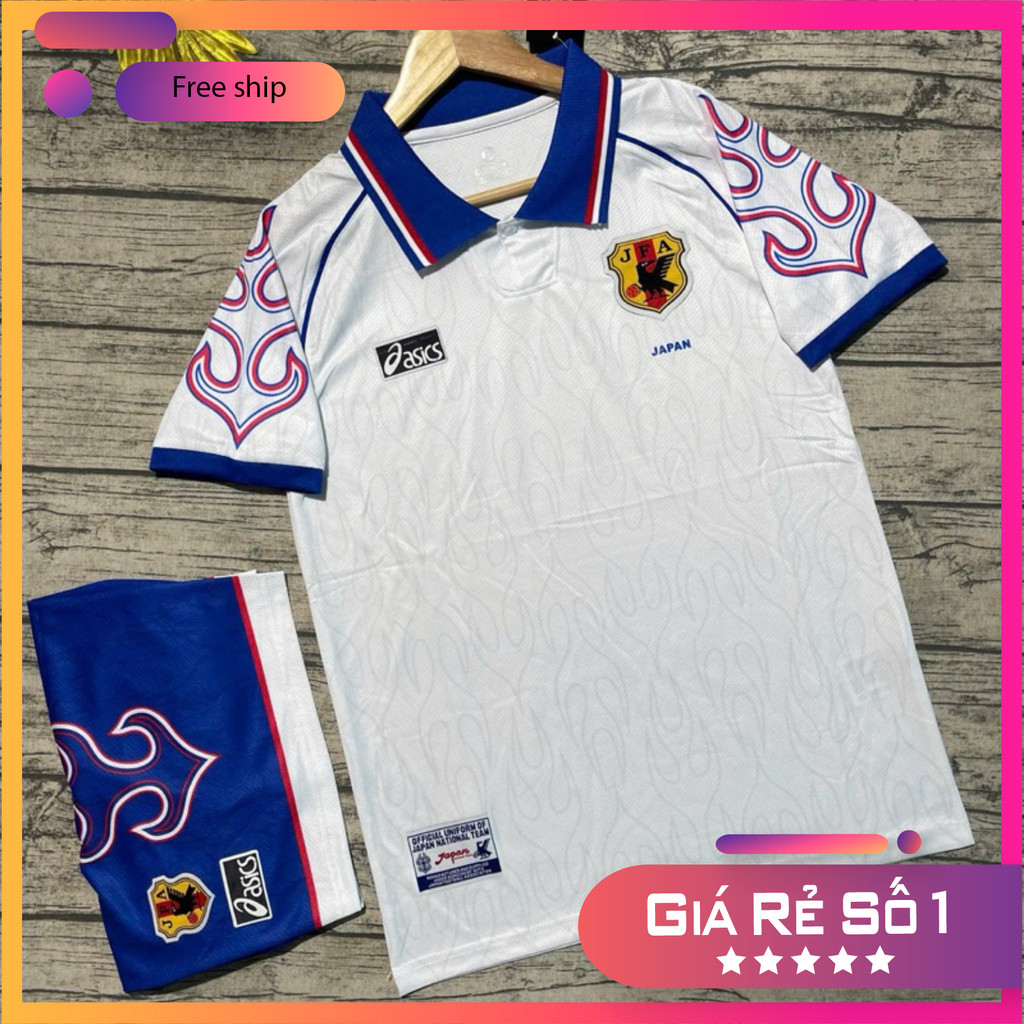 (FREE SHIP) Bộ quần áo bóng đá nhật bản 1998 bản retro JFA cổ điển polo có cổ bẻ