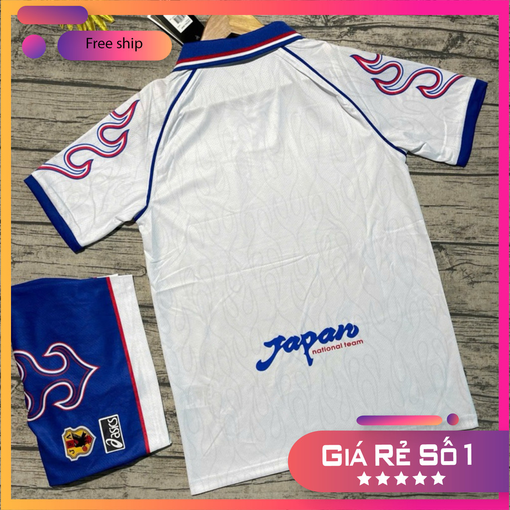 (FREE SHIP) Bộ quần áo bóng đá nhật bản 1998 bản retro JFA cổ điển polo có cổ bẻ