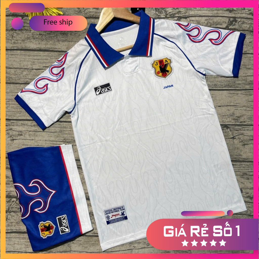 (FREE SHIP) Bộ quần áo bóng đá nhật bản 1998 bản retro JFA cổ điển polo có cổ bẻ