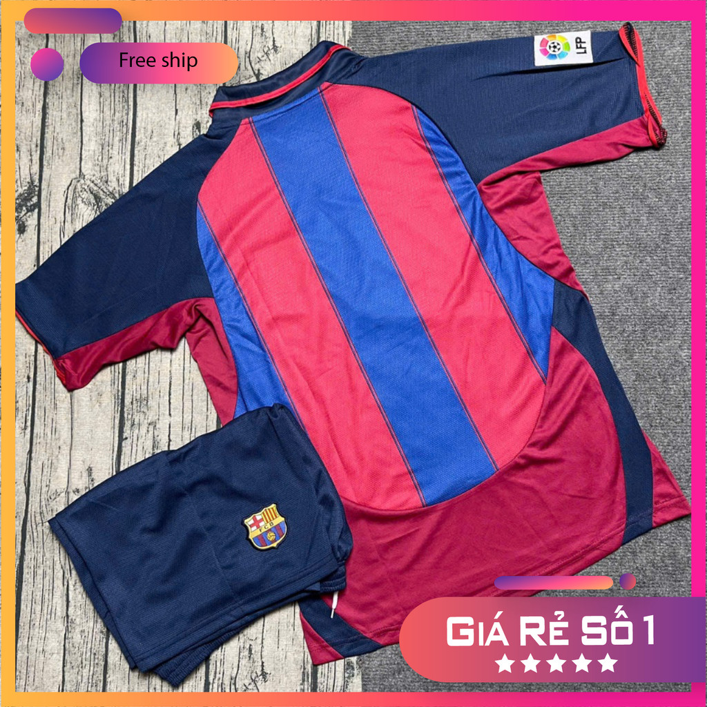 (FREE SHIP) Bộ Quần Áo Bóng Đá Bản Fan Barcelona 03/04 ( Sân Nhà ) - Vải Polyester Thái Gai Lưới