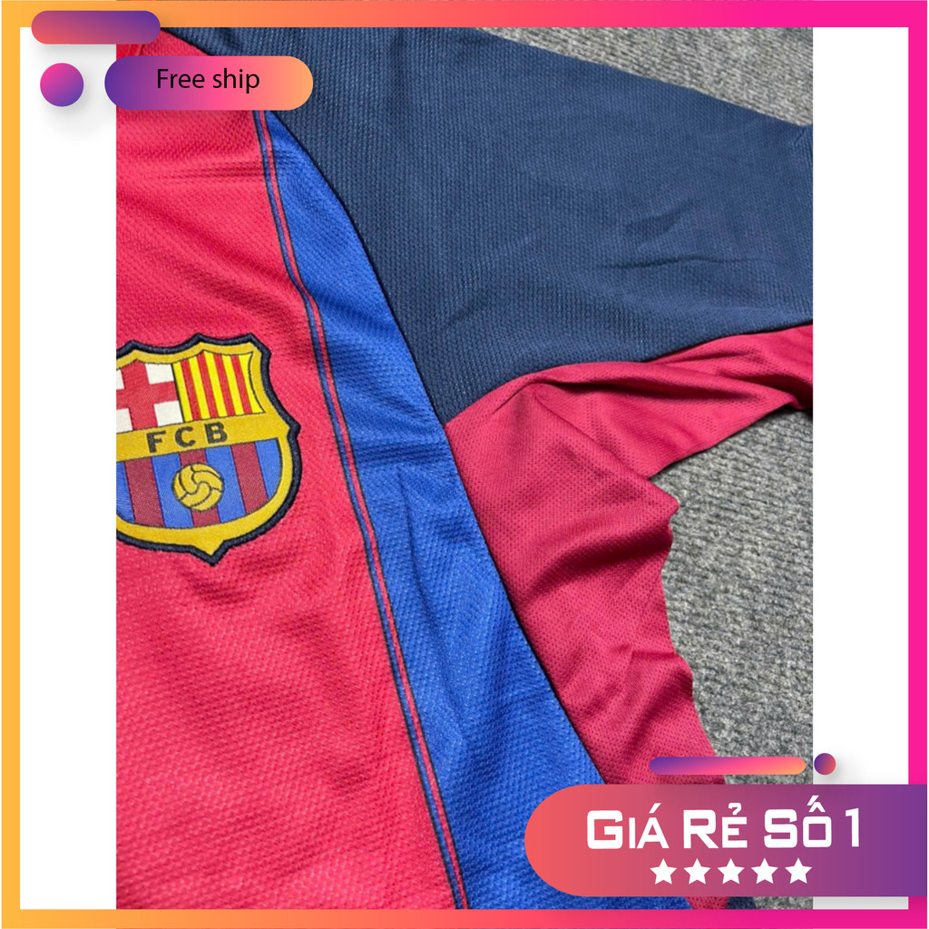 (FREE SHIP) Bộ Quần Áo Bóng Đá Bản Fan Barcelona 03/04 ( Sân Nhà ) - Vải Polyester Thái Gai Lưới