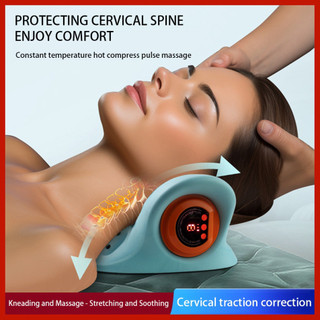 Máy Massage Cổ Vai Gáy Thông Minh Xung Điện EMS Kết Hợp Nhiệt 45°C, Kéo Giãn Đốt Sống Cổ, Pin Sạc Không Dây