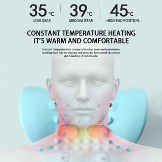 Máy Massage Cổ Vai Gáy Thông Minh Xung Điện EMS Kết Hợp Nhiệt 45°C, Kéo Giãn Đốt Sống Cổ, Pin Sạc Không Dây