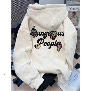 Hoodie, Áo khoác nỉ zip với chất liệu nỉ bông, in "DANGEROUS PEOPLE" Unisex - mũ to 2 lớp, tay bồng