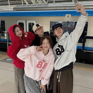 HoodieX - Áo Hoodie nút bấm in 88 phong cách boxy dây ngược, Thêu chữ, mềm mại, Freesize, Hạng Xịn