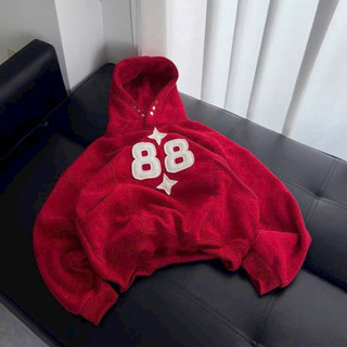 HoodieX - Áo Hoodie nút bấm in 88 phong cách boxy dây ngược, Thêu chữ, mềm mại, Freesize, Hạng Xịn