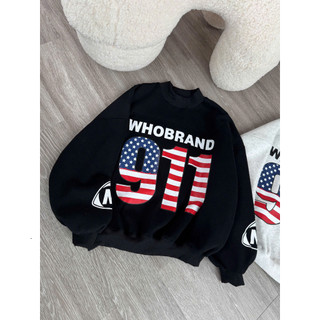Áo Sweater dài tay L1 Tay Phồng Boxy Chất Bông Dày Dặn - Unisex Hình 911 USA, Trendy, Freesize