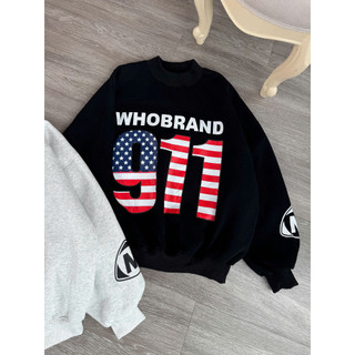 Áo Sweater dài tay L1 Tay Phồng Boxy Chất Bông Dày Dặn - Unisex Hình 911 USA, Trendy, Freesize