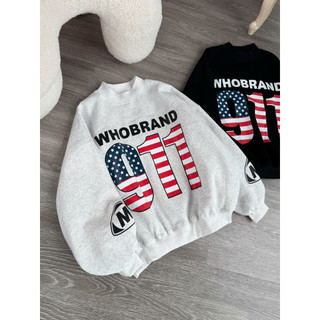 Áo Sweater dài tay L1 Tay Phồng Boxy Chất Bông Dày Dặn - Unisex Hình 911 USA, Trendy, Freesize