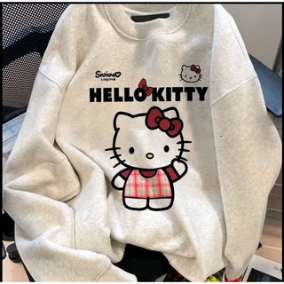 HoodieX - Áo Sweater rộng phong cách Hàn Quốc chất liệu nỉ dày mịn, hàng xin, Hello Kitty, Trendy
