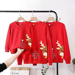 Áo Gia Đình- Áo Sweater Giáng Sinh Dày Dặn Tuần Lộc Đỏ Đô Pét Mịn, fullsize, Thích Hợp Gia Đình 2025