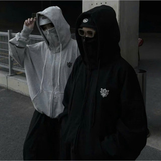 Áo Hoodie Zip Ninja Với Logo Thêu, Cổ Cao Và Mũ Rộng Siêu Ngầu Mang Phong Cách Độc Đáo, Ấc Khoác