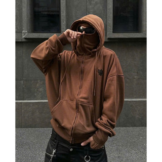 Áo Hoodie Zip Ninja Với Logo Thêu, Cổ Cao Và Mũ Rộng Siêu Ngầu Mang Phong Cách Độc Đáo, Ấc Khoác