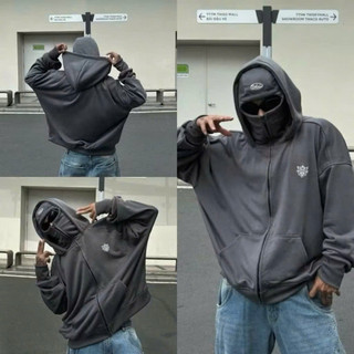 Áo Hoodie Zip Ninja Với Logo Thêu, Cổ Cao Và Mũ Rộng Siêu Ngầu Mang Phong Cách Độc Đáo, Ấc Khoác