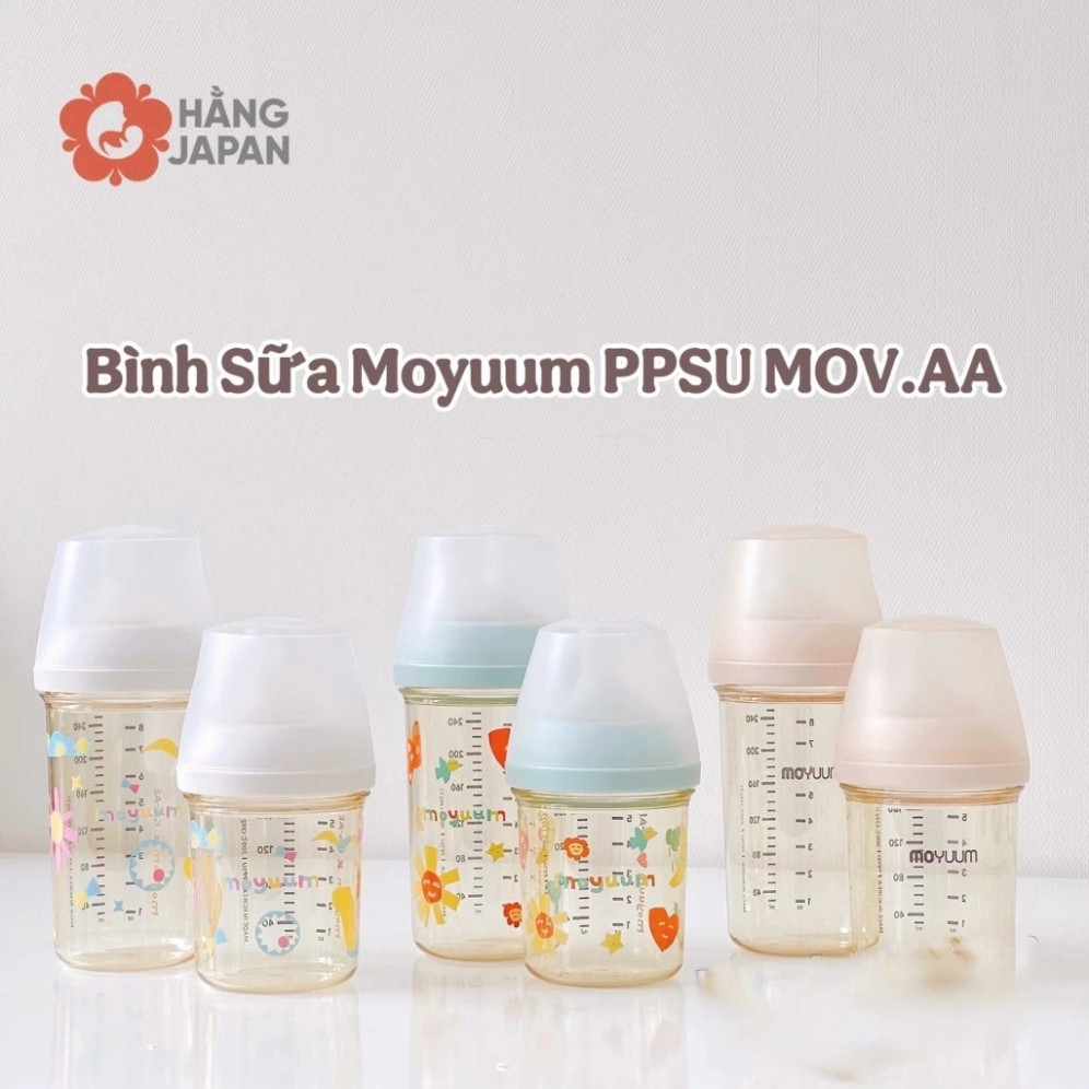 (MOVAA 2025) Bình sữa Moyuum Mov.aa 160ml / 250ml trơn, hoạ tiết mẫu mới nhất 2025