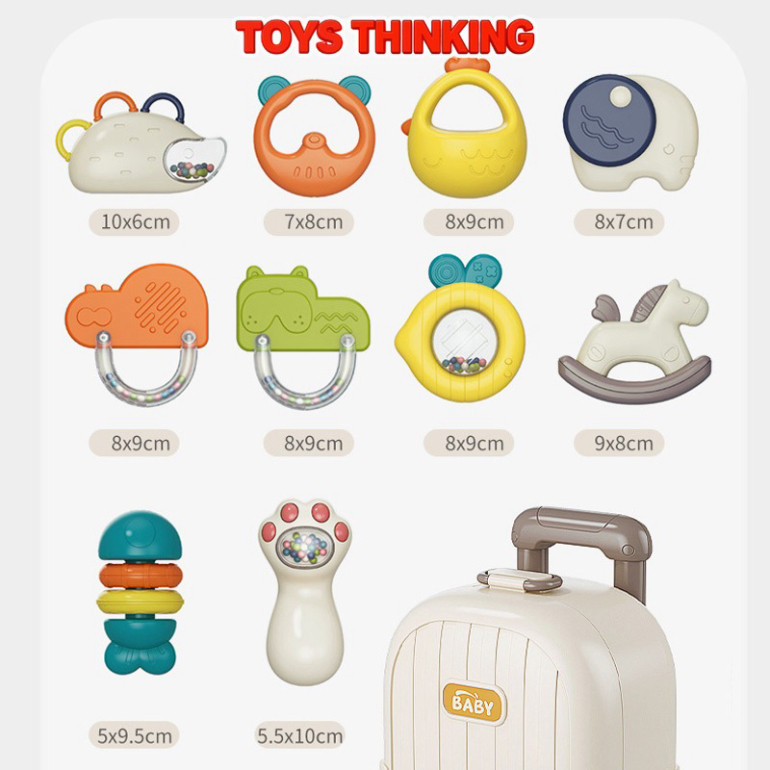 Bộ đồ chơi xúc xắc và gặm nướu 10 món từ Toysthinking an toàn cho trẻ sơ sinh,dễ tiệt trùng kèm hộp