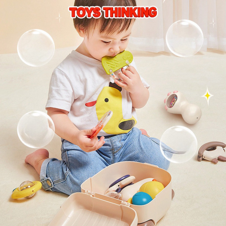 Bộ đồ chơi xúc xắc và gặm nướu 10 món từ Toysthinking an toàn cho trẻ sơ sinh,dễ tiệt trùng kèm hộp