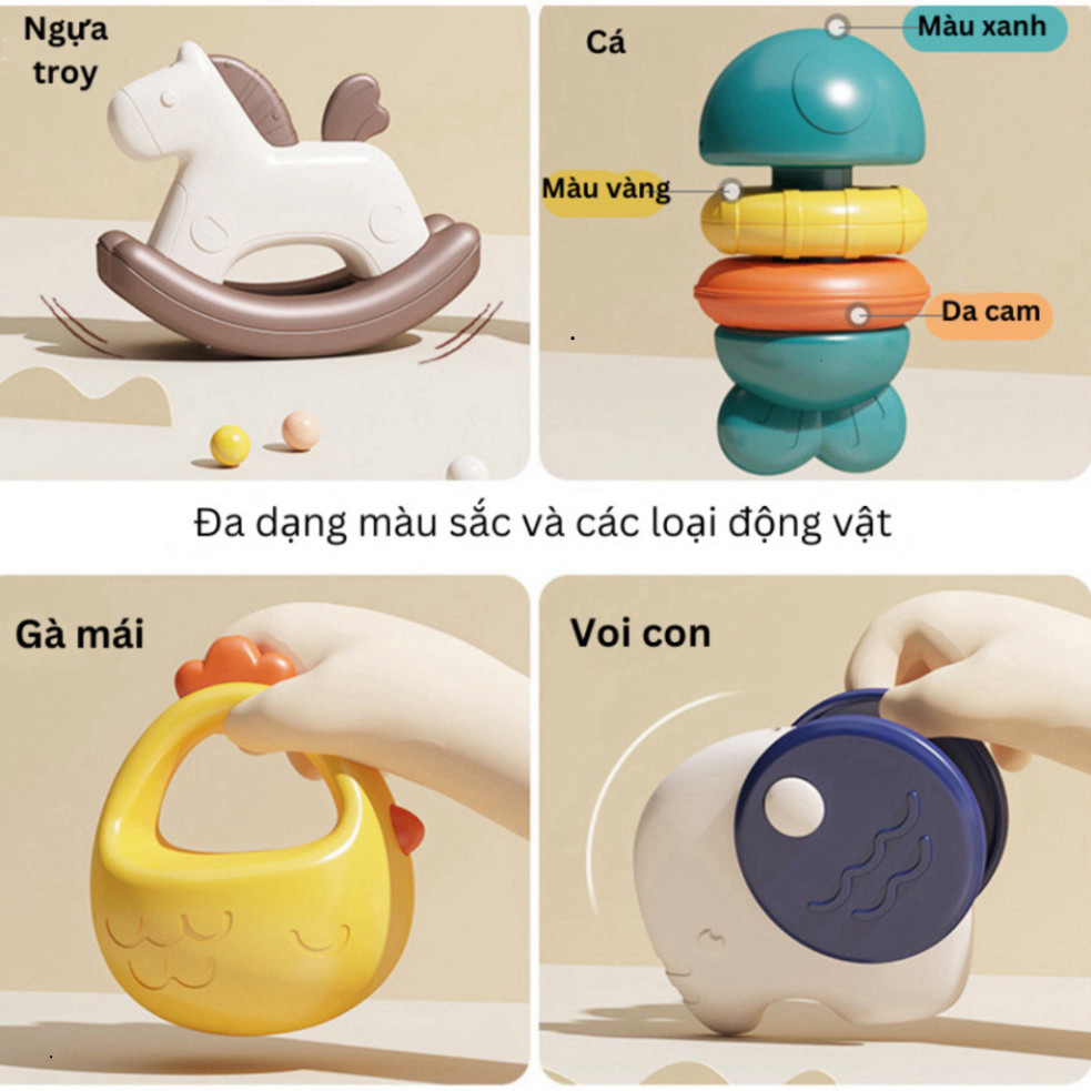 Bộ đồ chơi xúc xắc và gặm nướu 10 món từ Toysthinking an toàn cho trẻ sơ sinh,dễ tiệt trùng kèm hộp