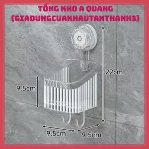 Kệ Đựng Đồ Nhà Tắm Ngắn – Giá Treo Tường Bằng Nhựa, Cốc Hút Xoay Chắc Chắn, Có Móc Treo Đa Năng