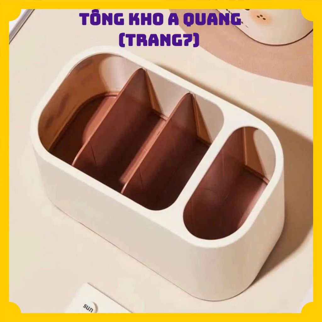 Khay Đựng Bút Đa Năng 4 Ngăn – Đựng Remote, Mỹ Phẩm, Giúp Bàn Làm Việc Ngăn Nắp, Gọn Gàng