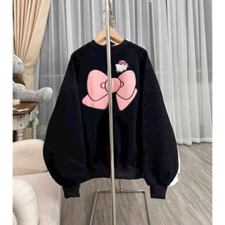 Áo nỉ Sweater NƠ form Boxy unisex cho cả nam và nữ, Chất vải dày, Tay dài lý tưởng cho mùa thu đông.