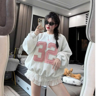 Áo Sweater Nữ Của HoodieX phong cách boxy, in số 32&59, chất liệu nỉ bông dày cao cấp, Trendy
