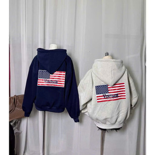 Áo Hoodie Zip Nỉ Bông Khóa Zip Hình Cờ Mỹ, Form Rộng Unisex Phong Cách Gen Z NUPAKACHI