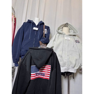 Áo Hoodie Zip Nỉ Bông Khóa Zip Hình Cờ Mỹ, Form Rộng Unisex Phong Cách Gen Z NUPAKACHI