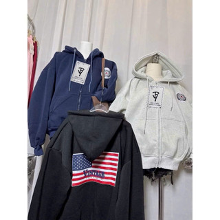 Áo Hoodie Zip Nỉ Bông Khóa Zip Hình Cờ Mỹ, Form Rộng Unisex Phong Cách Gen Z NUPAKACHI