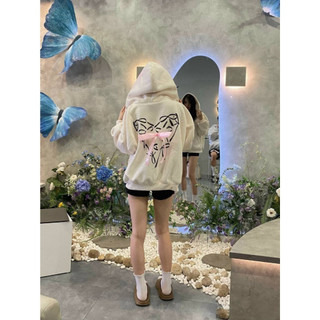 Hot Cute- Áo Khoác, Hoodie Zip PINK BOW, Nỉ Bông Khóa Kéo Form Rộng Unisex Họa Tiết Nơ Trái Tim