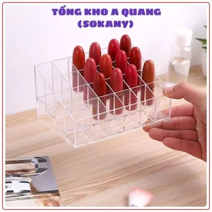 Khay Đựng Son 24 Ô Trong Suốt – Kệ Mỹ Phẩm Mica Nhiều Ngăn, Đa Năng, Tiện Lợi Cho Gia Đình