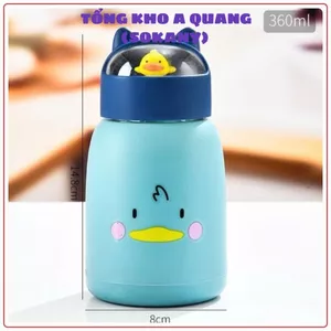 Bình nước giữ nhiệt tai mèo 360ml nắp thú Cute Đáng Yêu lõi thủy tinh bọc nhựa cách nhiệt