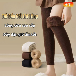 Tất Đầu Gối Lót Lông Cừu, Vớ Đệm Đầu Gối Siêu Dày Co Giãn Tốt, Giữ Nhiệt Thoải Mái Vận Động Ngày Lạnh Myhome - TGN09