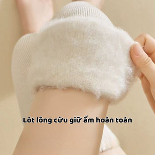 Tất Đầu Gối Lót Lông Cừu, Vớ Đệm Đầu Gối Siêu Dày Co Giãn Tốt, Giữ Nhiệt Thoải Mái Vận Động Ngày Lạnh Myhome - TGN09