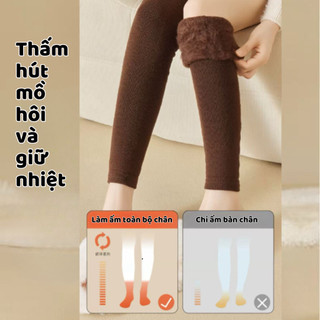 Tất Đầu Gối Lót Lông Cừu, Vớ Đệm Đầu Gối Siêu Dày Co Giãn Tốt, Giữ Nhiệt Thoải Mái Vận Động Ngày Lạnh Myhome - TGN09