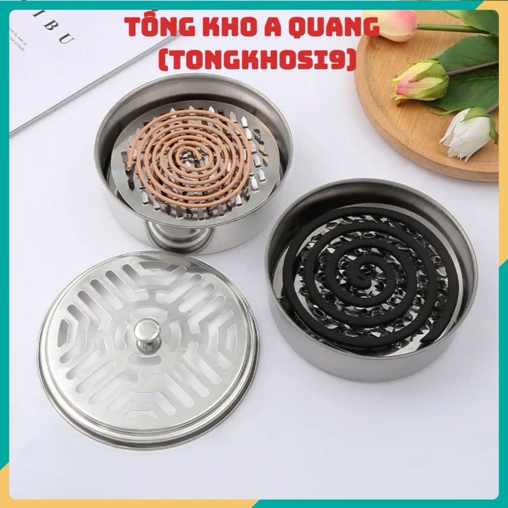 Khay Đựng Hương Muỗi Có Nắp Đậy – Chống Tắc Khói, Hộp Đựng Nhang Muỗi Inox Tiện Lợi