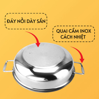 Nồi lẩu inox đáy từ 30cm, lý tưởng cho mọi bếp, hoàn hảo cho món lẩu và xào nấu đa năng cực tiện lợi
