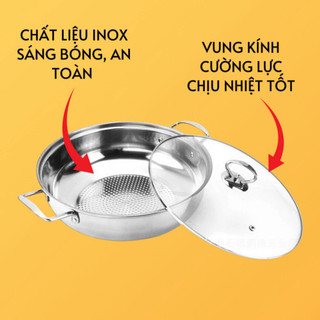 Nồi lẩu inox đáy từ 30cm, lý tưởng cho mọi bếp, hoàn hảo cho món lẩu và xào nấu đa năng cực tiện lợi