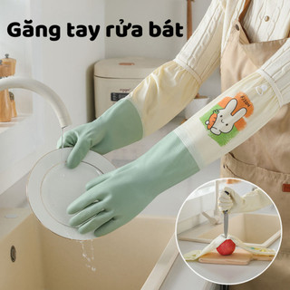 Găng tay rửa bát giữ nhiệt lót lông chống nước, găng tay đa năng có thể dùng điện thoại  GTRB02