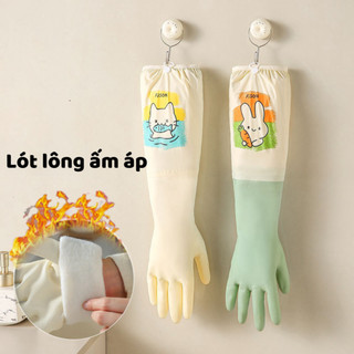 Găng tay rửa bát giữ nhiệt lót lông chống nước, găng tay đa năng có thể dùng điện thoại  GTRB02