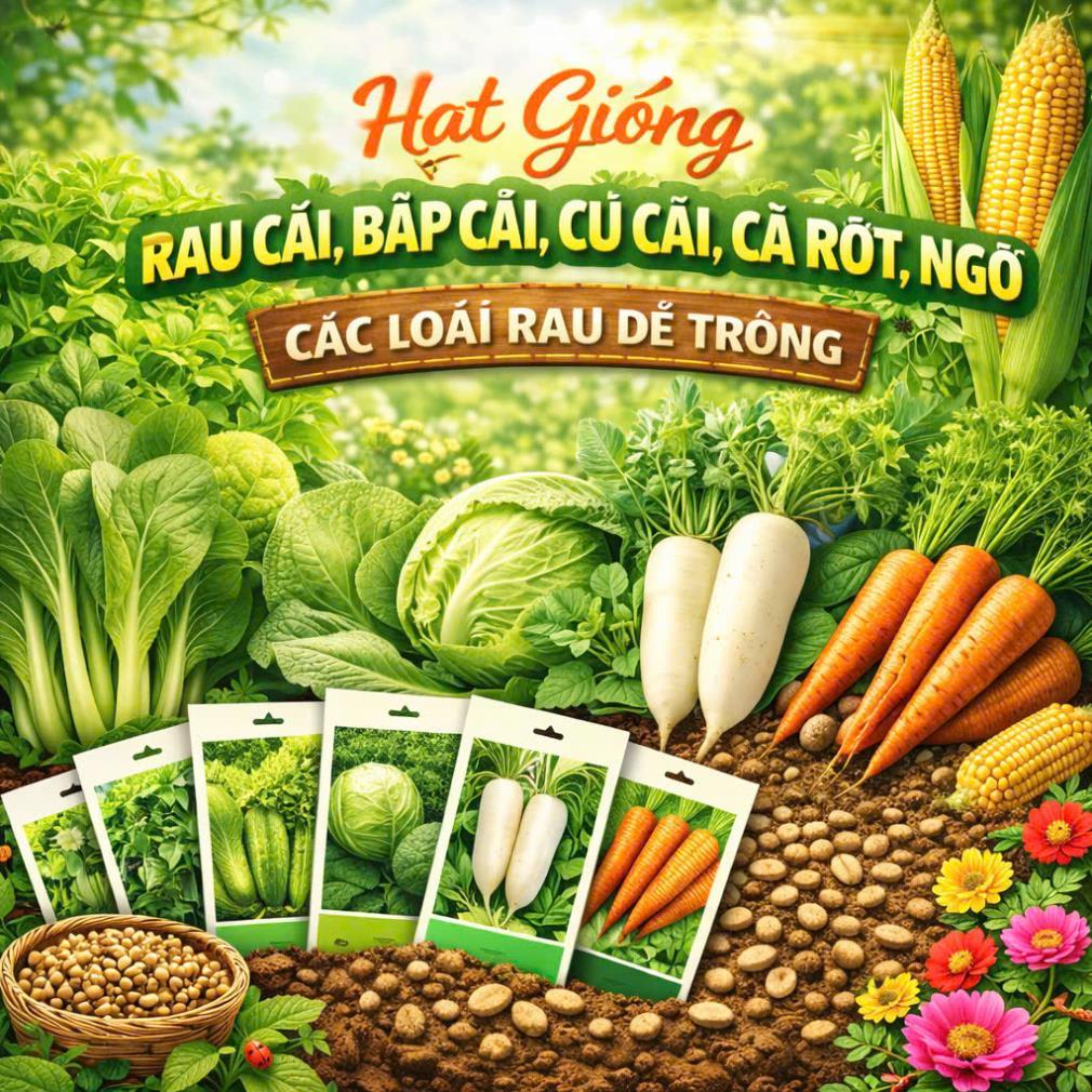 HẠT GIỐNG RAU CÁC LOẠI – DỄ TRỒNG, NHANH THU HOẠCH, ĂN LÀNH MỖI NGÀY