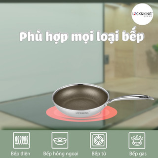 Chảo Cạn Lock&King Chống Dính Vân Đá Cao Cấp, Đáy Từ Dùng Mọi Loại Bếp, Tay Cầm Chống Nóng - Bếp Của Hà