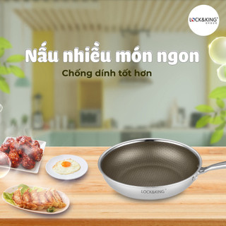 Chảo Cạn Lock&King Chống Dính Vân Đá Cao Cấp, Đáy Từ Dùng Mọi Loại Bếp, Tay Cầm Chống Nóng - Bếp Của Hà