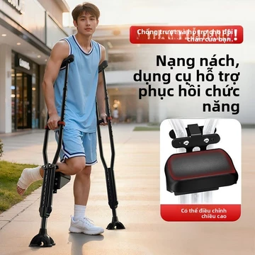 Nạng cho người trẻ bị gãy xương, nạng nách, dụng cụ hỗ trợ đi lại phục hồi chức năng một chân, gậy đi bộ chống trượt, nạ