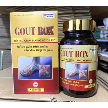Viên uống GOUT ROX hỗ trợ giảm triệu chứng sưng đau khớp do gout, giảm lượng Acid Uric - Hộp 50 viên mil tui
