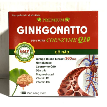 PREMIUM GINKGONATTO Plus with Coenzyme Q10 ginkgo natto 360mg hoạt huyết dưỡng não đau đầu chóng mặt lưu thông máu