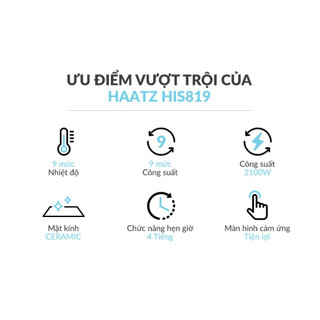 Bếp Từ Đơn Haatz HIS819 Công Suất 2100W Phù Hợp Nhiều Loại Nồi Chảo, Mặt Kính Ceramic Màn Hình Led - Gia Dụng Kim Thiên