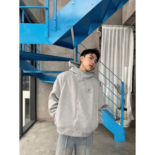 Hottrendy- Áo Hoodie Nỉ Kéo Cổ Cao YC1996 - Form Cánh Dơi, Áo Khoác Dây Kéo Thêu Tinh Tế tại Ngực
